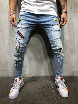 xBadges Distressed Skinny Jeans Light Blue, XS - Streetwear Jeans - Slick Street