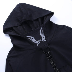 Demon Wings With Metal Chain Hoodie ,  - Streetwear Hoodie - Slick Street