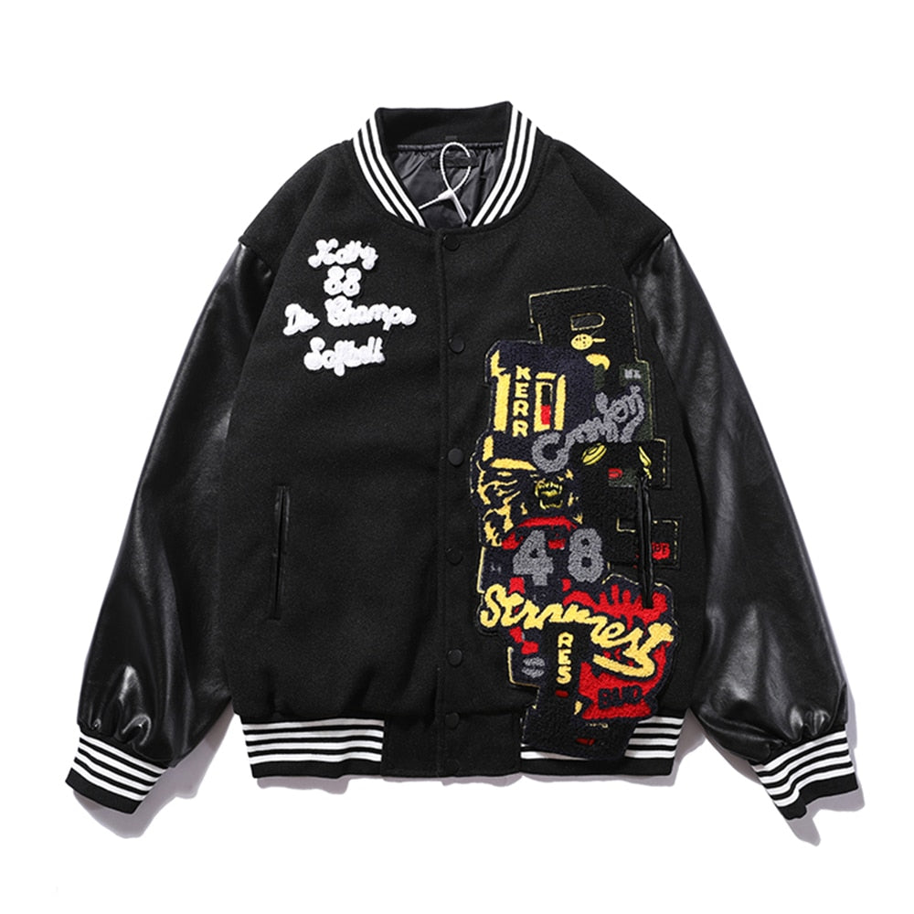H48 Varsity Jacket Black, XS - Streetwear Jacket - Slick Street