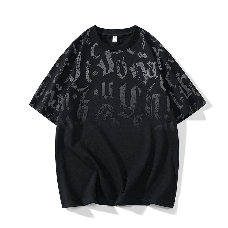 Letter Print Gradient T-Shirt ,  - Streetwear T-Shirt - Slick Street