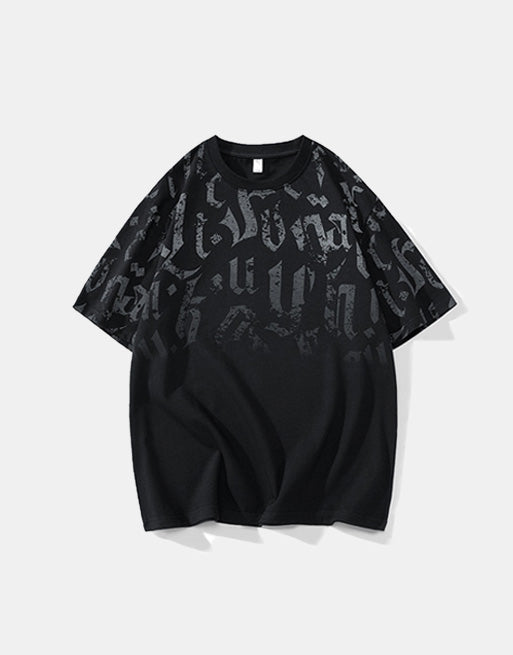 Letter Print Gradient T-Shirt ,  - Streetwear T-Shirt - Slick Street