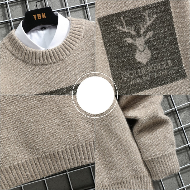 Golden Deer Knitted Sweater ,  - Streetwear Sweater - Slick Street