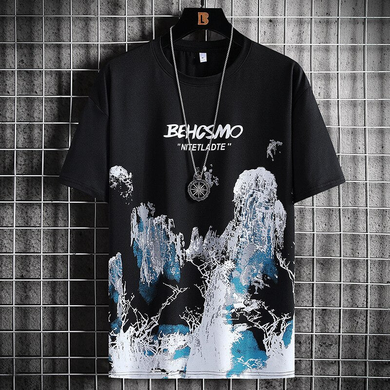 Elegant Acrylic Paint T-Shirt Black, XS - Streetwear T-Shirt - Slick Street