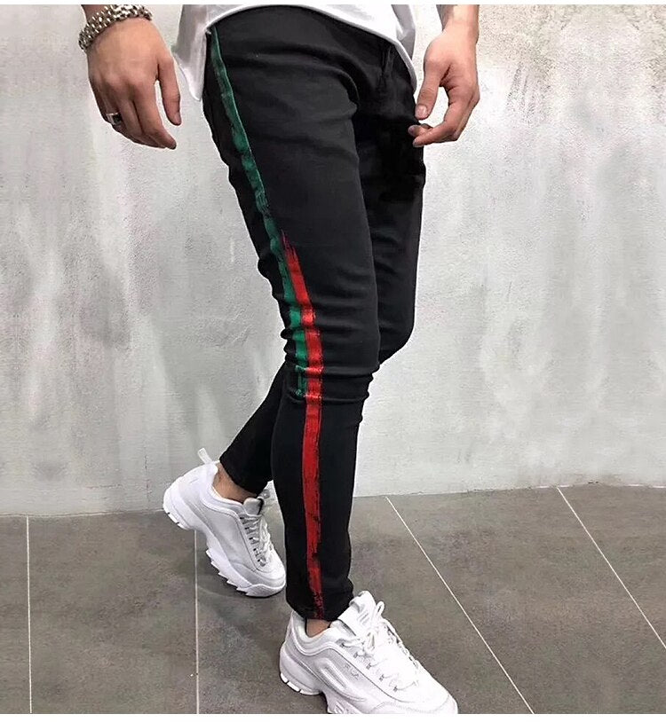 Two Stripes Color Line Jeans ,  - Streetwear Jeans - Slick Street