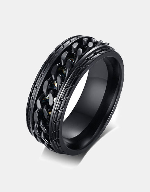 IV Spinner Ring Black, 7 - Streetwear Jewellery - Slick Street