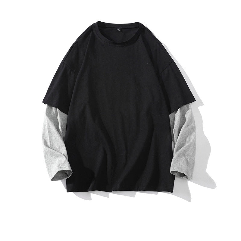 Raglan Sleeves Shirt Black Light Gray, XXS - Streetwear Shirt - Slick Street