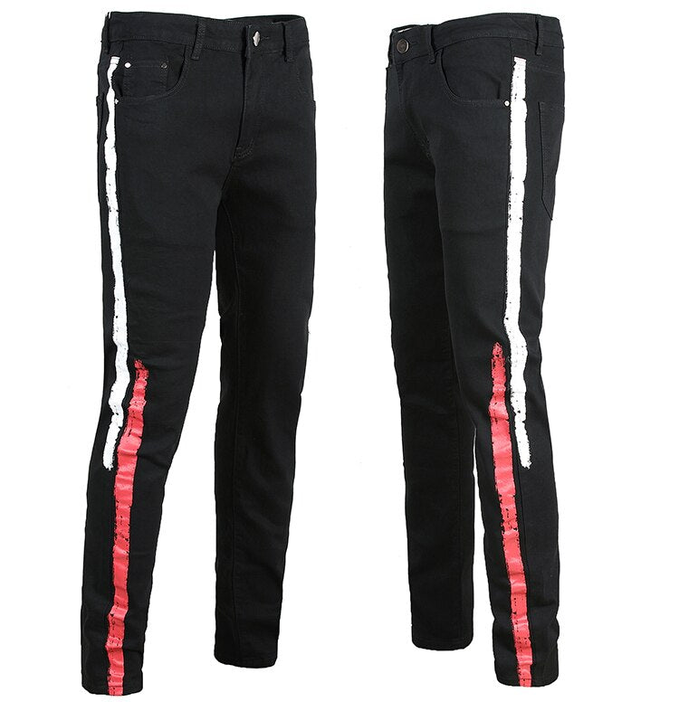 Two Stripes Color Line Jeans ,  - Streetwear Jeans - Slick Street