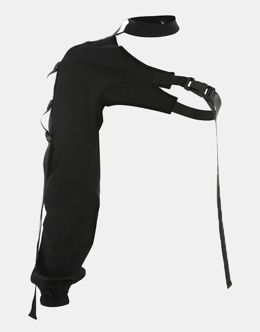 One Shoulder Top Black, One size - Streetwear Tops - Slick Street