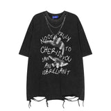 Hand Sketch Ripped Streetwear T-Shirt Black, XS - Streetwear T-Shirts - Slick Street