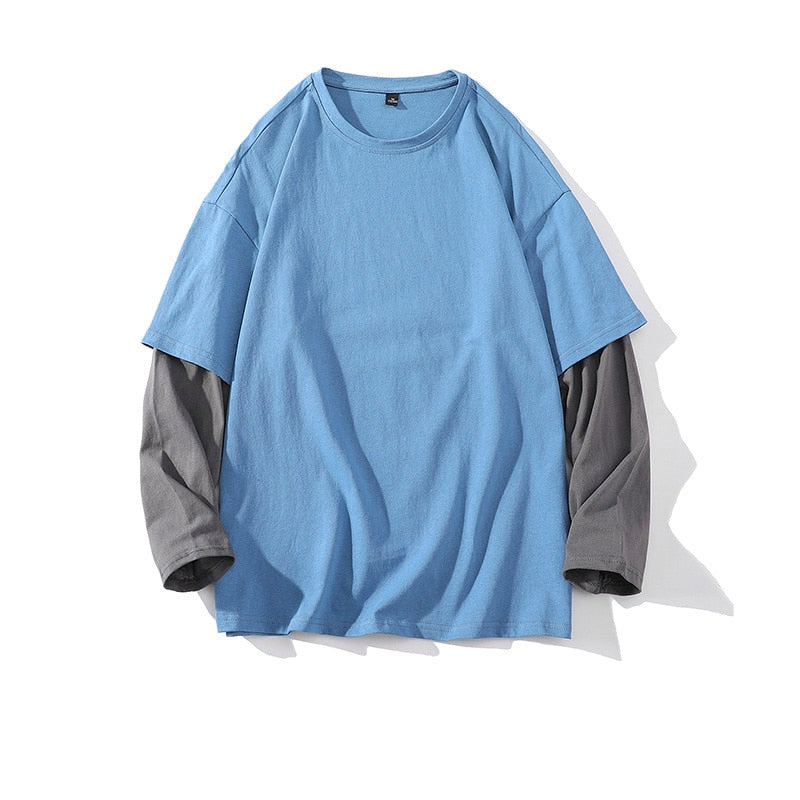 Raglan Sleeves Shirt Blue Gray, XXS - Streetwear Shirt - Slick Street