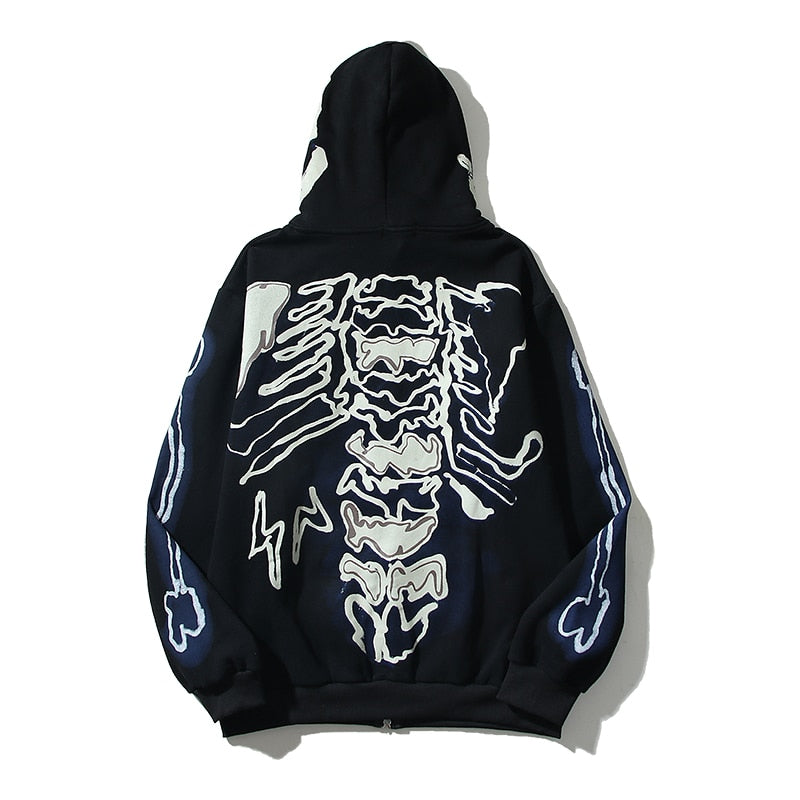 Skeleton Cactus Zip Hoodie ,  - Streetwear Hoodie - Slick Street