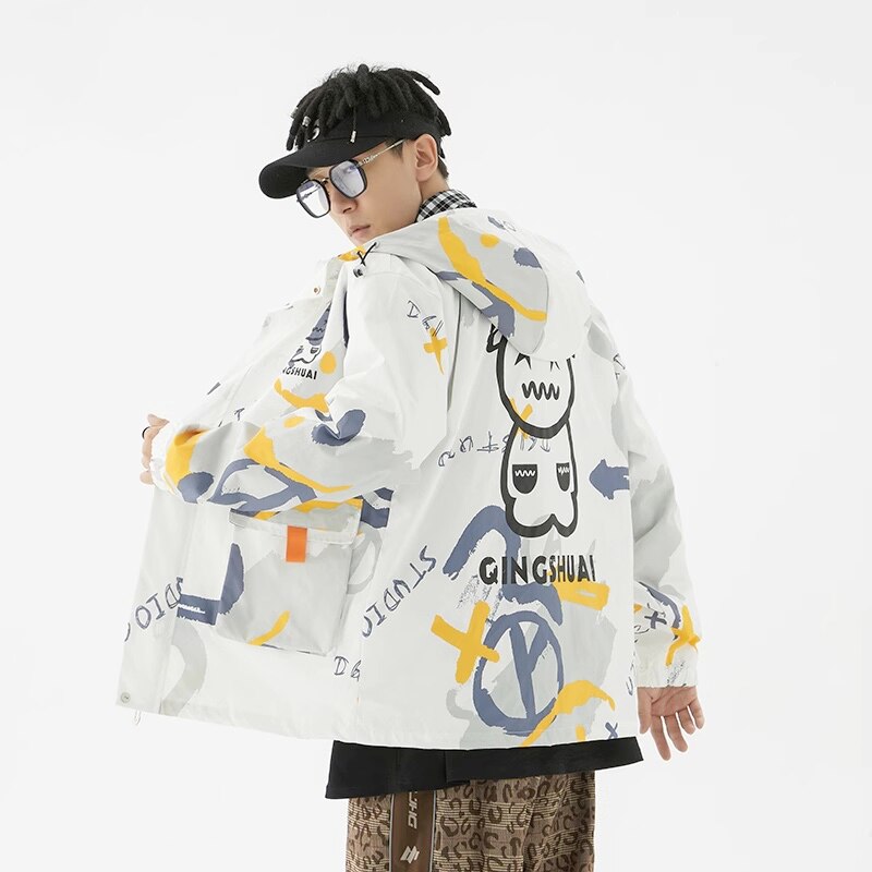 GINGSHUAI Raster Digital Graphic Hoodie ,  - Streetwear Hoodie - Slick Street