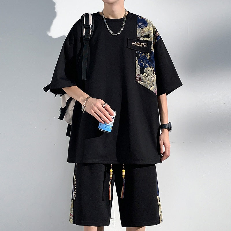ROMANTIC Plushy Bear Shoulder Patch Tracksuit Black, XS - Streetwear Tracksuits - Slick Street