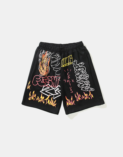 Cactus Fire Shorts ,  - Streetwear Shorts - Slick Street