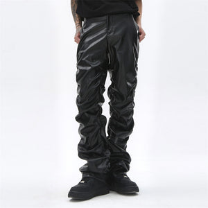 AV1 Black Leather Pants ,  - Streetwear Pants - Slick Street