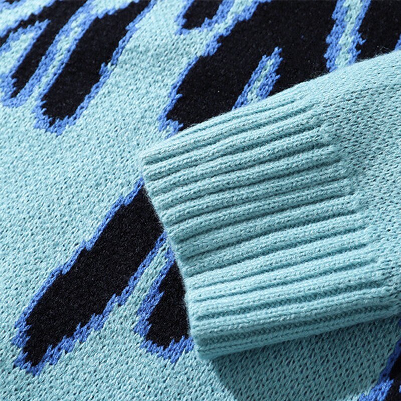 Knitted Vintage Flame Sweater , - Streetwear Sweatshirts - Slick Street