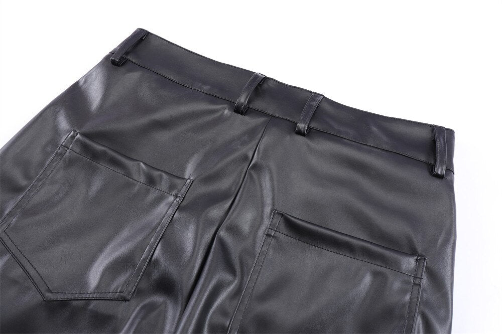 AV1 Black Leather Pants ,  - Streetwear Pants - Slick Street