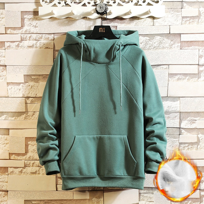 Plain Rivet Pullover Hoodie Green, XS - Streetwear Hoodie - Slick Street