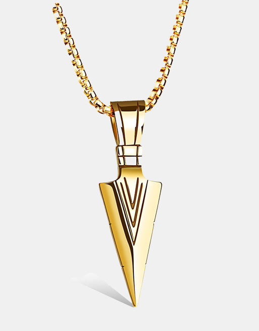 Spear Point Necklace Gold, One Size - Streetwear Jewellery - Slick Street