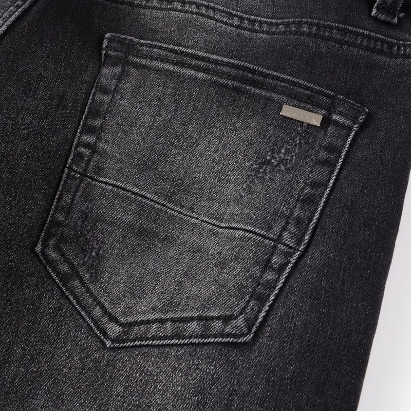 Ruby Distressed Rhinestone Slim Black Jeans ,  - Streetwear Jeans - Slick Street