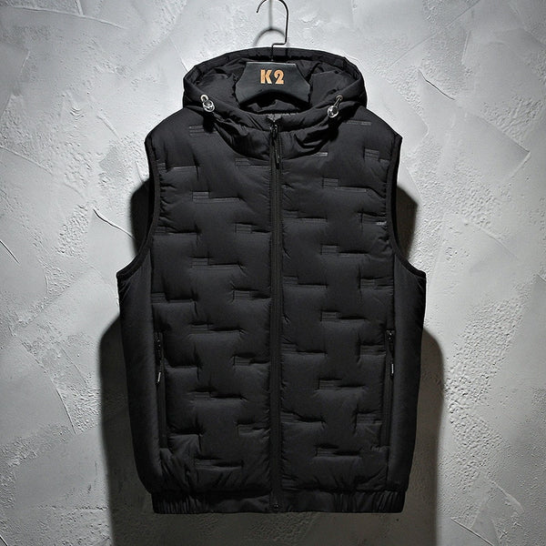 Block Pattern Vest Hoodie Black, M - Streetwear Hoodie - Slick Street