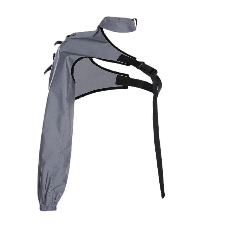 One Shoulder Top Gray (Reflective), One size - Streetwear Tops - Slick Street