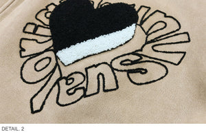 Change From Us Two Shaded Heart Shape Varsity Jacket ,  - Streetwear Jacket - Slick Street