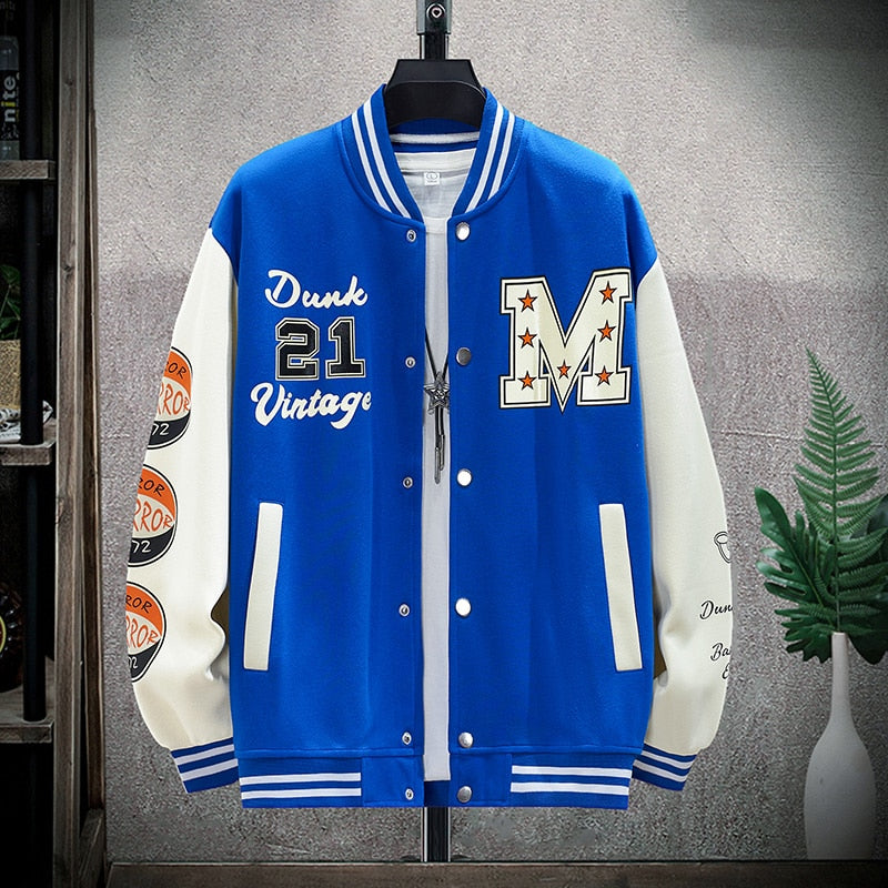 Dunk 21 Vintage Varsity Jacket Blue, XS - Streetwear Jacket - Slick Street