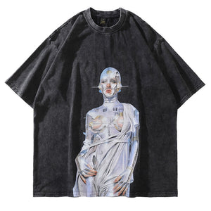 Nebula 'The Robot' Graphic T-Shirt Black, XS - Streetwear T-Shirt - Slick Street
