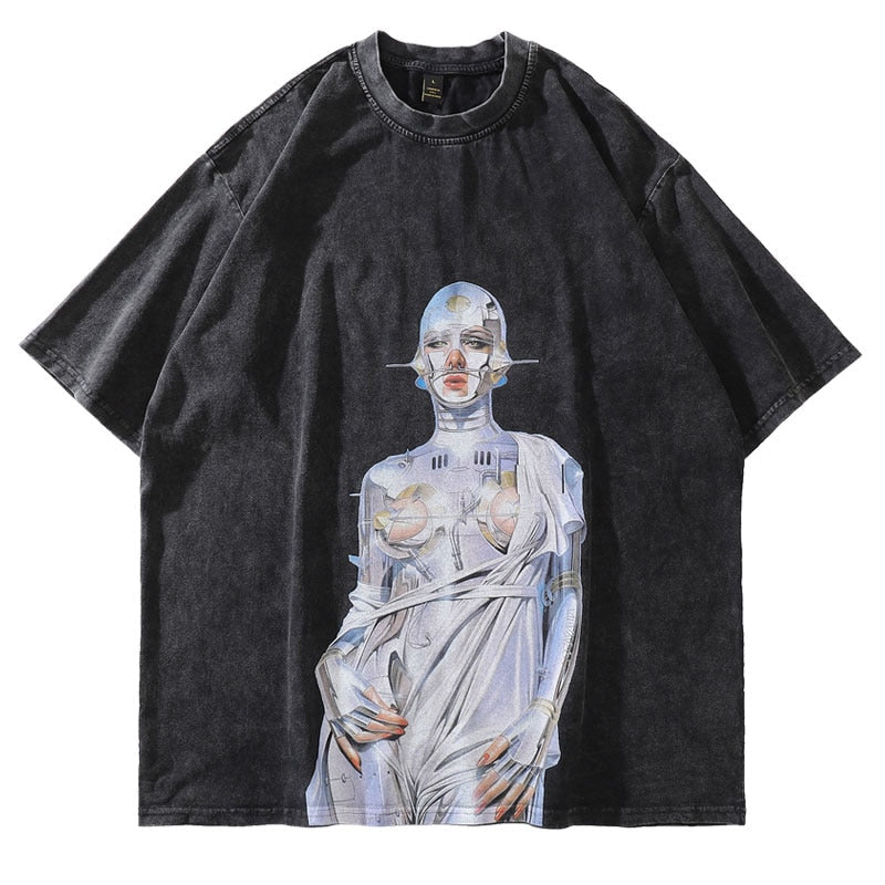 Nebula 'The Robot' Graphic T-Shirt Black, XS - Streetwear T-Shirt - Slick Street