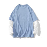 Raglan Sleeves Shirt Blue White, XXS - Streetwear Shirt - Slick Street