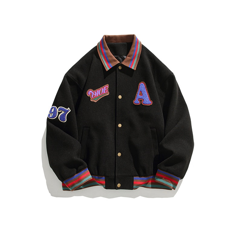 97 Number Baseball Slim Fit Bomber Jacket Black, XS - Streetwear Jacket - Slick Street