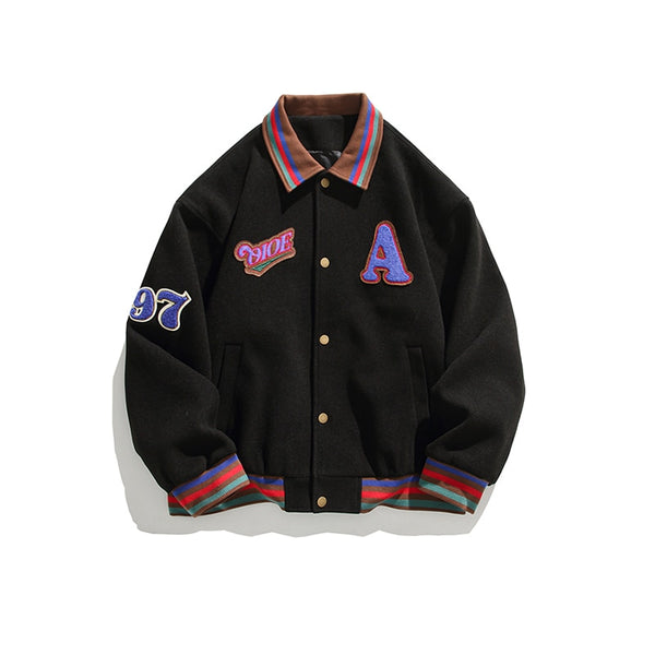 97 Number Baseball Slim Fit Bomber Jacket Black, XS - Streetwear Jacket - Slick Street