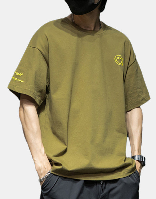 XX Smiley T-Shirt Army Green, XS - Streetwear Tee - Slick Street