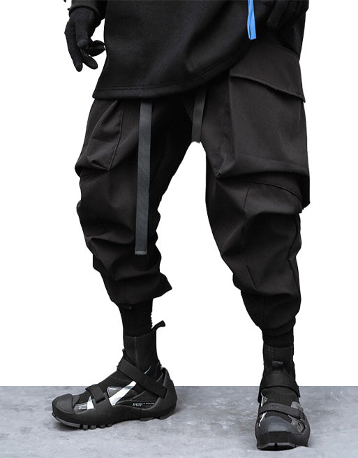Cyber Mist Cargo Pants - Black ,  - Streetwear Cargo Pants - Slick Street