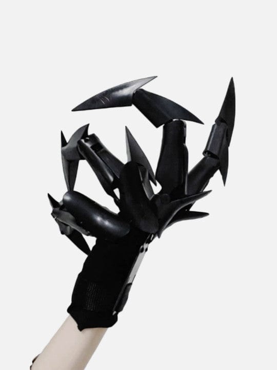 Detachable Knuckle Hand Claws Mechanical Gloves - Black Right Glove, One Size - Streetwear Accessories - Slick Street