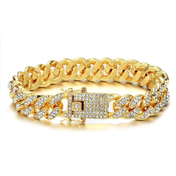 Ice Knight. Iced Out Watch Set (Silver/Gold) Gold Bracelet,  - Streetwear Jewellery - Slick Street