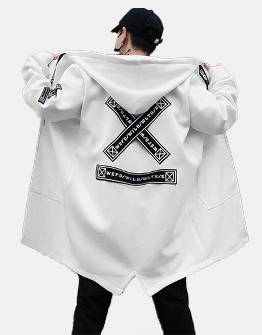 Techwear Long Jacket White, XS - Streetwear Jackets - Slick Street