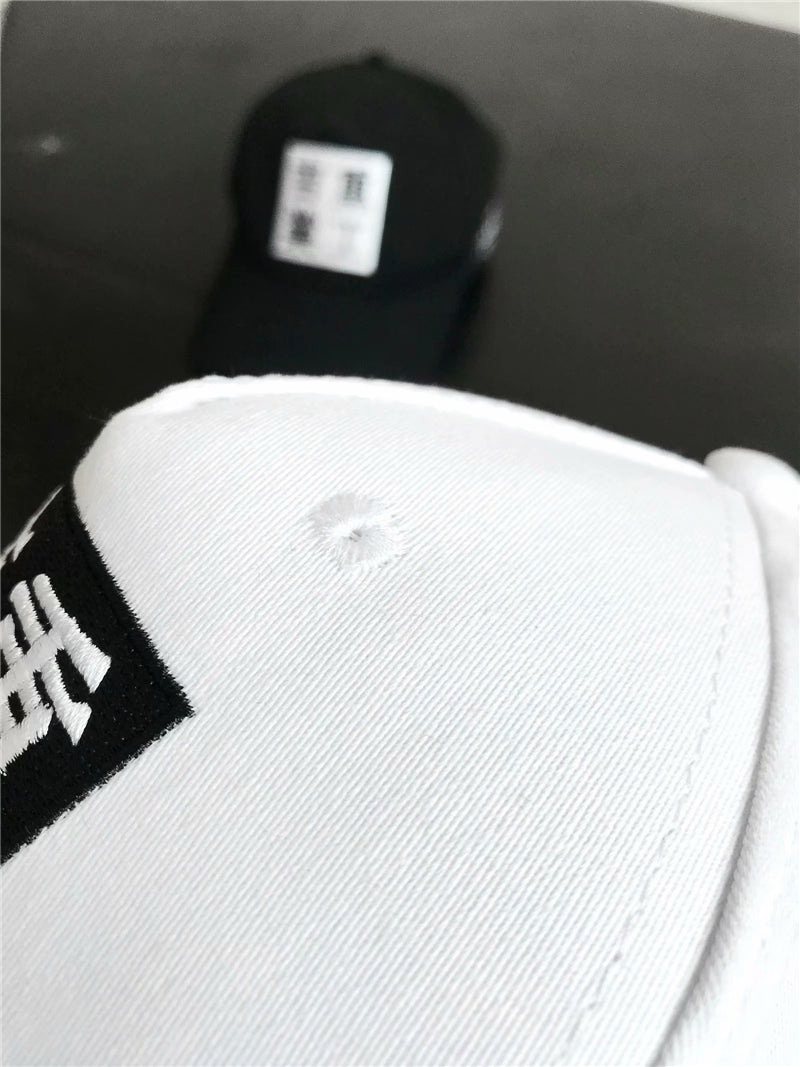 Chinese Block Baseball Cap (White/Black) ,  - Streetwear Hats - Slick Street