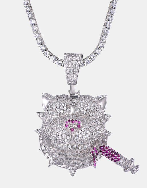 Ice Shark. Zircon CZ Dog Necklace 4mm Tennis Chain, 20inch(51cm) - Streetwear Jewellery - Slick Street