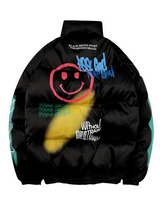 xSmiley Jacket (Black/White) Black, XS - Streetwear Jackets - Slick Street