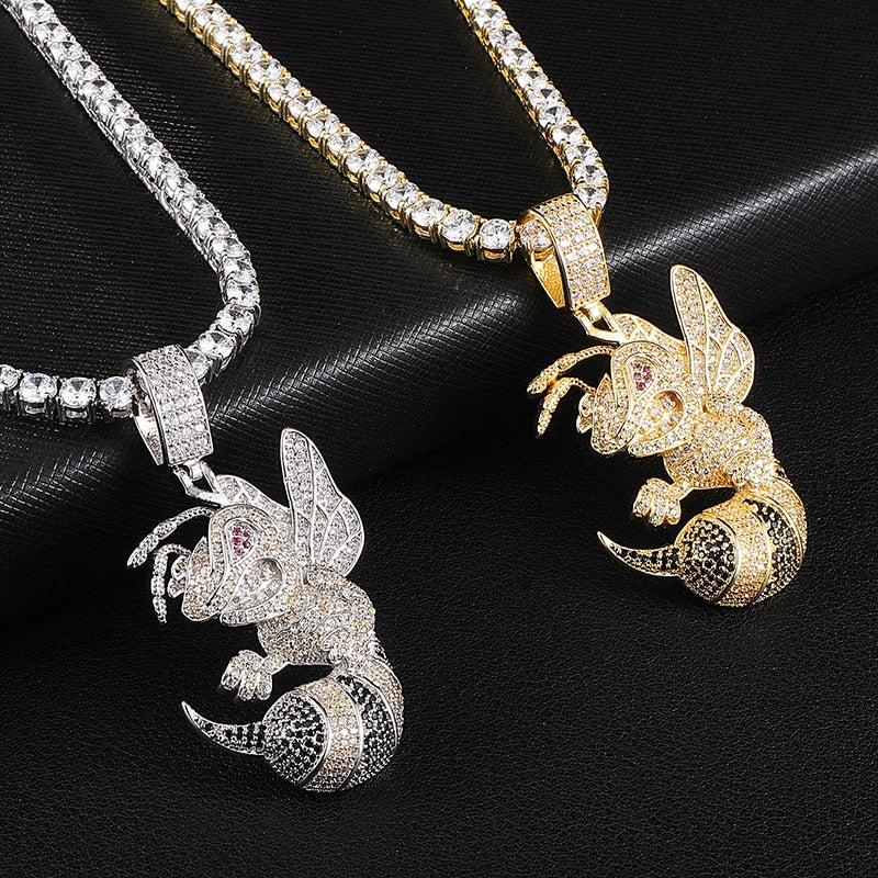 Ice Shark. Iced Hornet Necklace ,  - Streetwear Jewellery - Slick Street