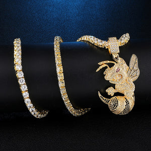 Ice Shark. Iced Hornet Necklace ,  - Streetwear Jewellery - Slick Street