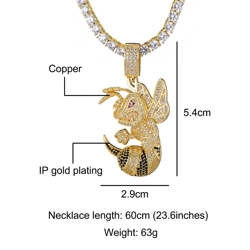 Ice Shark. Iced Hornet Necklace ,  - Streetwear Jewellery - Slick Street