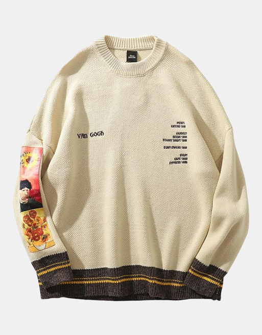 Retro Van Gogh Knitted Sweater XS,  - Streetwear Sweatshirts - Slick Street