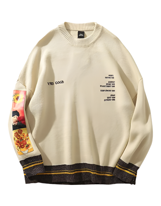 Retro Van Gogh Knitted Sweater XS,  - Streetwear Sweatshirts - Slick Street
