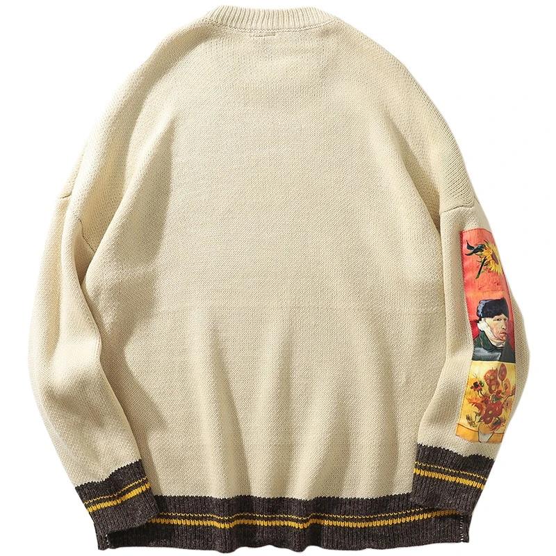 Retro Van Gogh Knitted Sweater ,  - Streetwear Sweatshirts - Slick Street