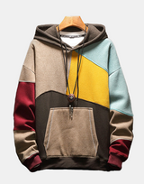 Contrast Patchwork Hoodie Khaki, XS - Streetwear Hoodie - Slick Street