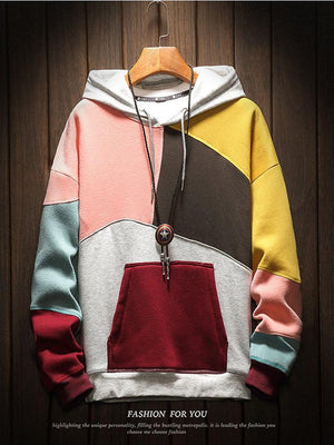 Contrast Patchwork Hoodie ,  - Streetwear Hoodie - Slick Street