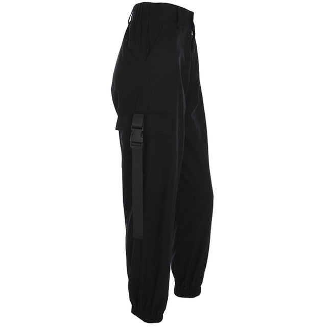 Obsidian High Waist Cargo Pants (3 Colours) Black, S - Streetwear Cargo Pants - Slick Street
